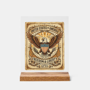 Patriotischer Vintage-Weißkopfseeadler abgenutzt Acrylschild