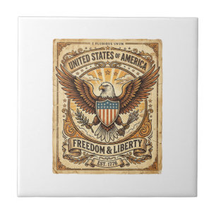 Patriotischer Vintage-Weißkopfseeadler abgenutzt Fliese
