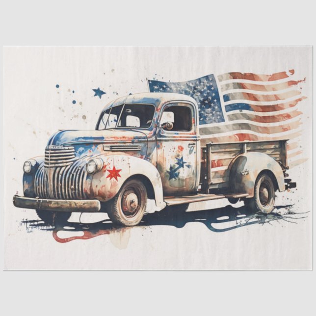 Patriotischer Vintager Lkw Seidenpapier (Vorderseite)