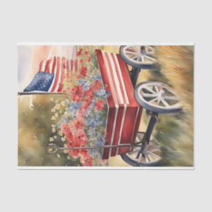 Patriotischer Wagen mit Blume und Flag-Decoupage Seidenpapier