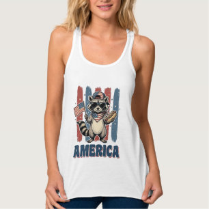 Patriotischer Waschbär Amerika Vintage-Shirt-Desig Tank Top