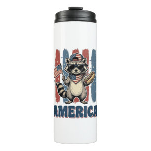Patriotischer Waschbär Amerika Vintage-Shirt-Desig Thermosbecher