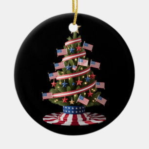 Patriotischer Weihnachtsbaum Amerikanische US-Flag Keramik Ornament