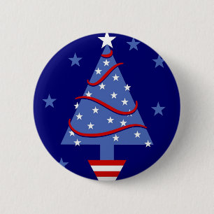Patriotischer Weihnachtsbaum Button