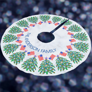 Patriotischer Weihnachtsbaum Coole amerikanische F Polyester Weihnachtsbaumdecke