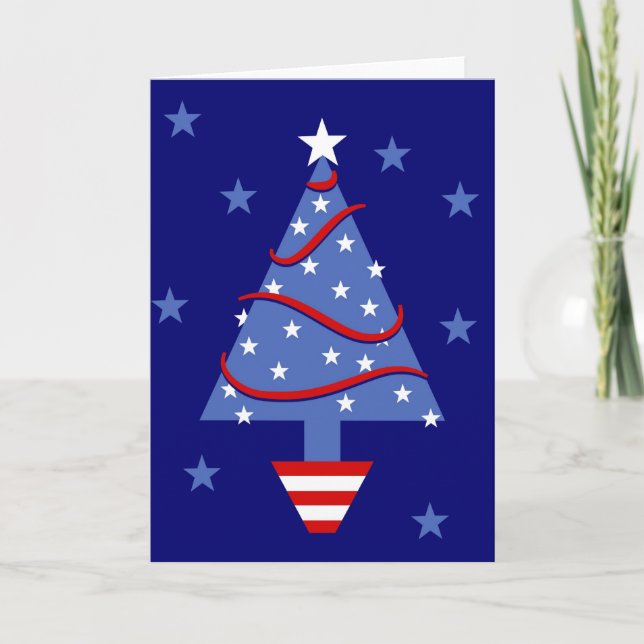 Patriotischer Weihnachtsbaum Feiertagskarte (Vorderseite)