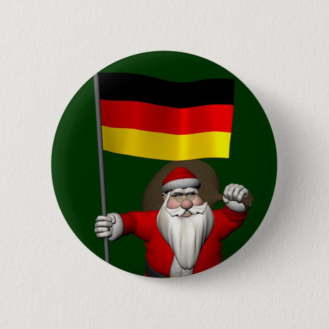Patriotischer Weihnachtsmann mit deutschem Abschlu Button (Vorderseite)