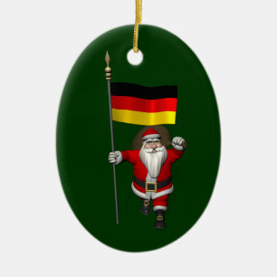 Patriotischer Weihnachtsmann mit deutschem Abschlu Keramikornament