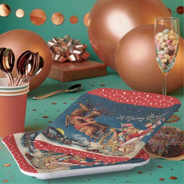 Patriotischer Weihnachtsmann Pappteller (Multi)