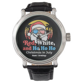 Patriotischer Weihnachtsmann Rot, Weiß & Ho Weihna Armbanduhr