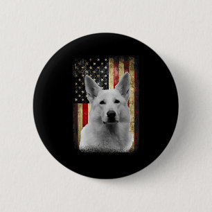 Patriotischer Weißer Deutscher Schäferhund Flagge Button
