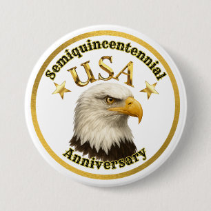 Patriotischer Weißer und Goldener USA-Weißkopfseea Button
