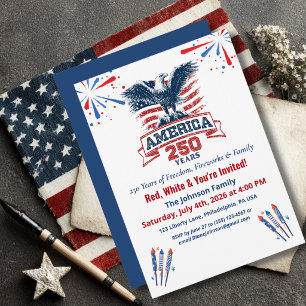Patriotischer Weißkopfseeadler Amerika 250. 4. Jul Einladung