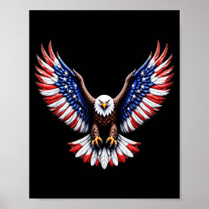 Patriotischer Weißkopfseeadler Amerikanische Flagg Poster