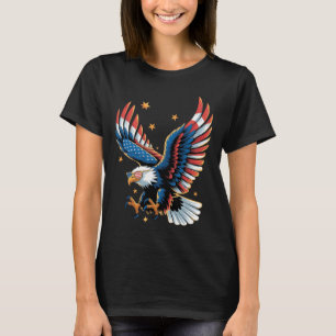 Patriotischer Weißkopfseeadler Amerikanische Flagg T-Shirt