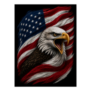 Patriotischer Weißkopfseeadler Amerikanisches Free Poster