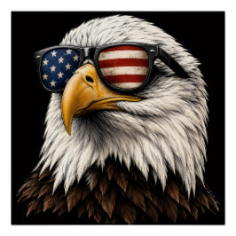Patriotischer Weißkopfseeadler mit amerikanischer  Poster