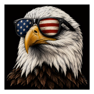 Patriotischer Weißkopfseeadler mit amerikanischer Poster