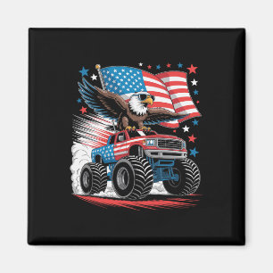 Patriotischer Weißkopfseeadler-Monstertruck Rot We Magnet