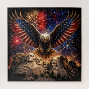 Patriotischer Weißkopfseeadler Mount Rushmore Feue