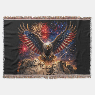 Patriotischer Weißkopfseeadler Mount Rushmore Feue Decke