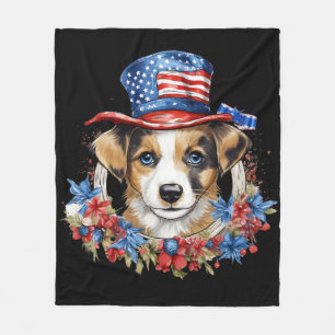 Patriotischer Welpe 4. Juli USA Unabhängigkeitstag Fleecedecke