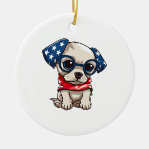Patriotischer Welpe - Stil 13 Keramik Ornament