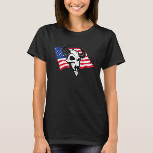 Patriotischer Western-Stil-Kuhschädel-Amerikanisch T-Shirt