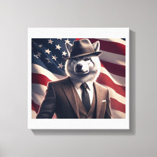 Patriotischer Wolf Leinwanddruck