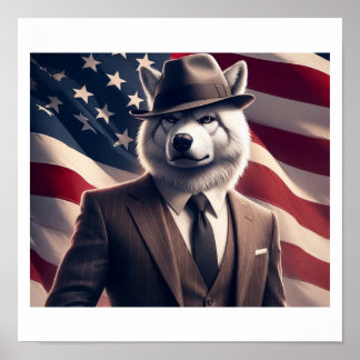 Patriotischer Wolf Poster