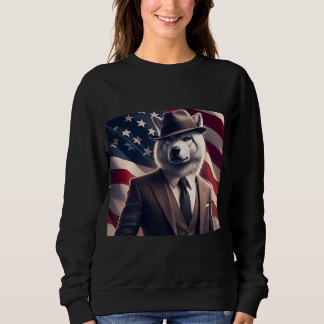 Patriotischer Wolf   Sweatshirt (Vorderseite)