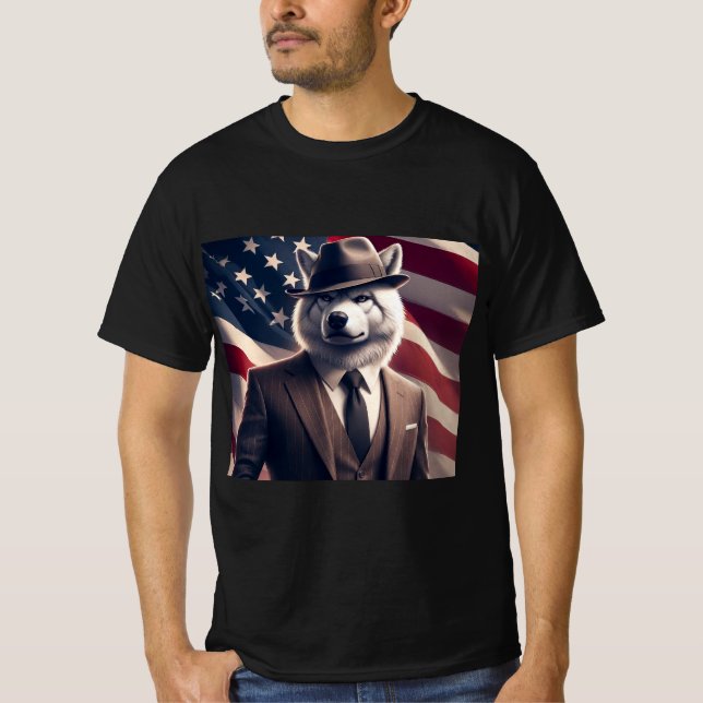 Patriotischer Wolf T-Shirt (Vorderseite)