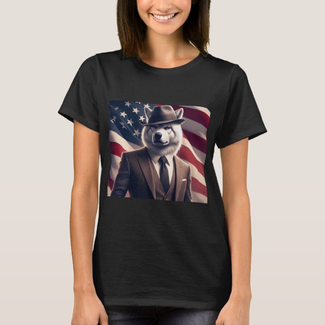 Patriotischer Wolf   T-Shirt (Vorderseite)