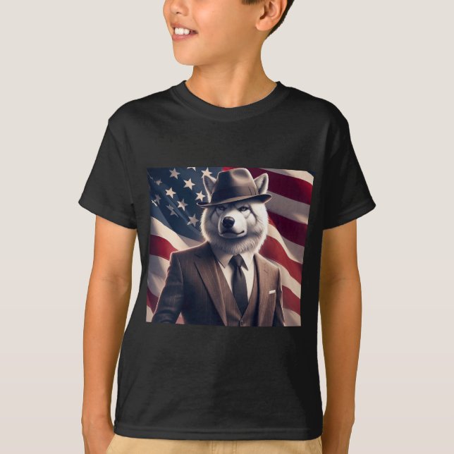 Patriotischer Wolf   T-Shirt (Vorderseite)