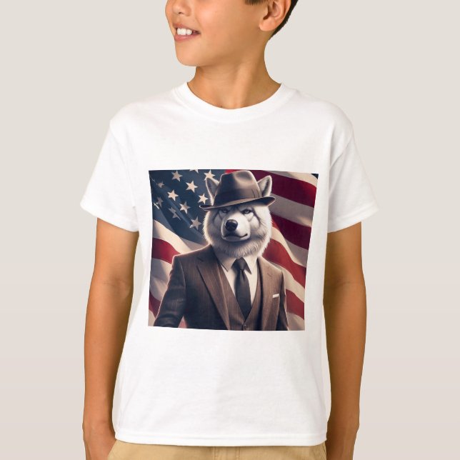 Patriotischer Wolf   T-Shirt (Vorderseite)