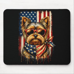 Patriotischer Yorkshire Terrier Amerikanischer Fla Mousepad