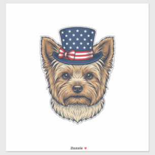 Patriotischer Yorkshire Terrier Vintage Aufkleber