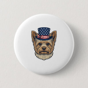 Patriotischer Yorkshire Terrier Vintage Button