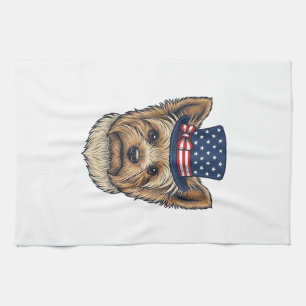 Patriotischer Yorkshire Terrier Vintage Geschirrtuch