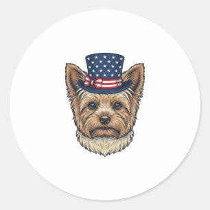 Patriotischer Yorkshire Terrier Vintage Runder Aufkleber