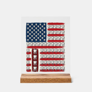 Patriotischer Zahnarzt Zahn Flagge Acrylschild