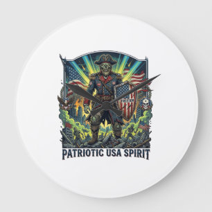 Patriotischer Zombie Patriot General Zombie Apokal Große Wanduhr