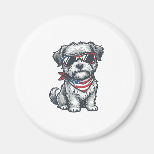 Patriotischer zotteliger Hund Vintage Gravur Tank Magnet
