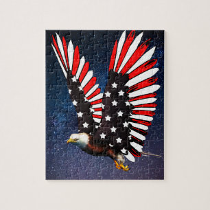 Patriotisches Adler-Puzzle – Amerikanische Flaggen