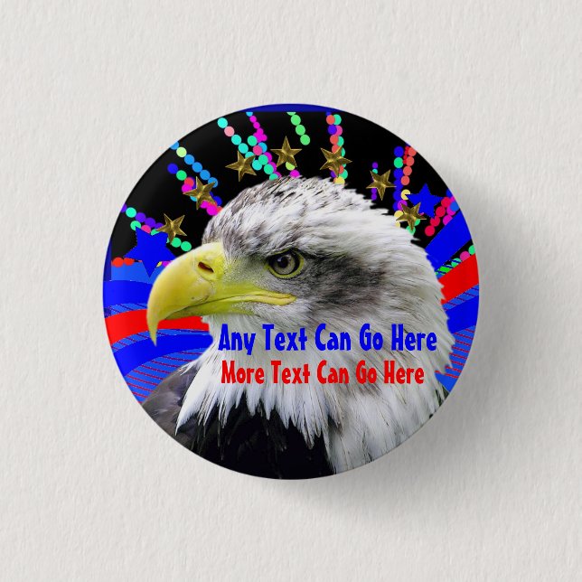 Patriotisches Adler-und Goldstern-rundes Button (Vorderseite)