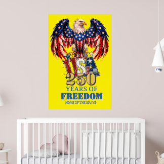 Patriotisches Adler-USA-Plakat Gelbe Version Poster