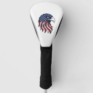 Patriotisches Adlerflaggen-Vektordesign für weißes Golf Headcover