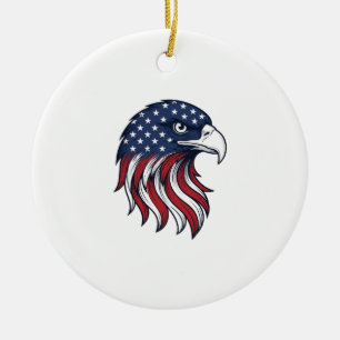 Patriotisches Adlerflaggen-Vektordesign für weißes Keramik Ornament