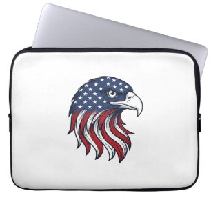 Patriotisches Adlerflaggen-Vektordesign für weißes Laptopschutzhülle