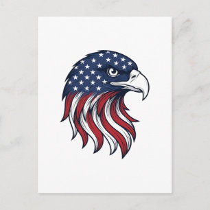 Patriotisches Adlerflaggen-Vektordesign für weißes Postkarte